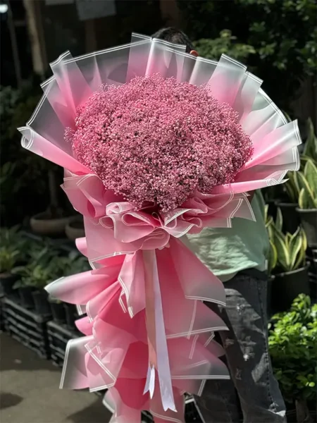 دسته گل ژیپسوفیلا صورتی بزرگ