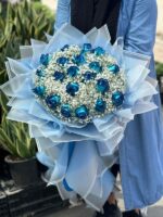 دسته گل رز ابی برای تولد