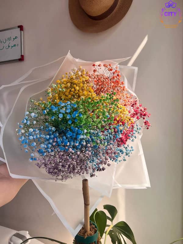 دسته گل عروس رنگی