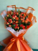 دسته گل رز مینیاتوری نارنجی