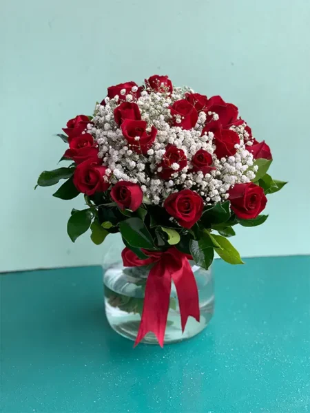 باکس گل رز قرمز شیشه ای