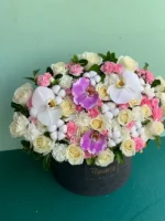 باکس گل رز سفید و ارکیده