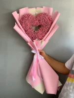 دسته گل قلبی صورتی