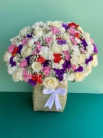 سبدگل رز سفید هلندی