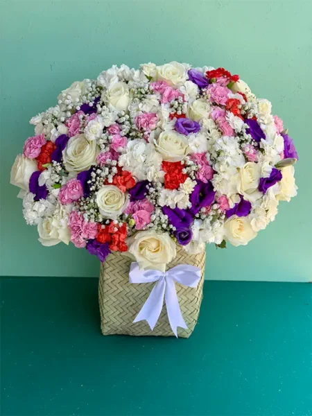 سبدگل رز سفید هلندی