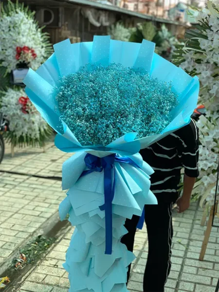 دسته گل ژیپسوفیلا آبی روشن بزرگ