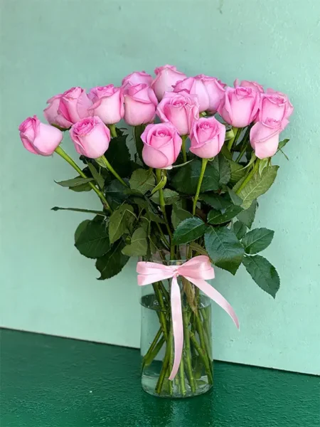 باکس گل رز صورتی شیشه ای