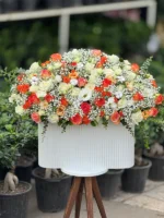 باکس گل نارنجی و سفید